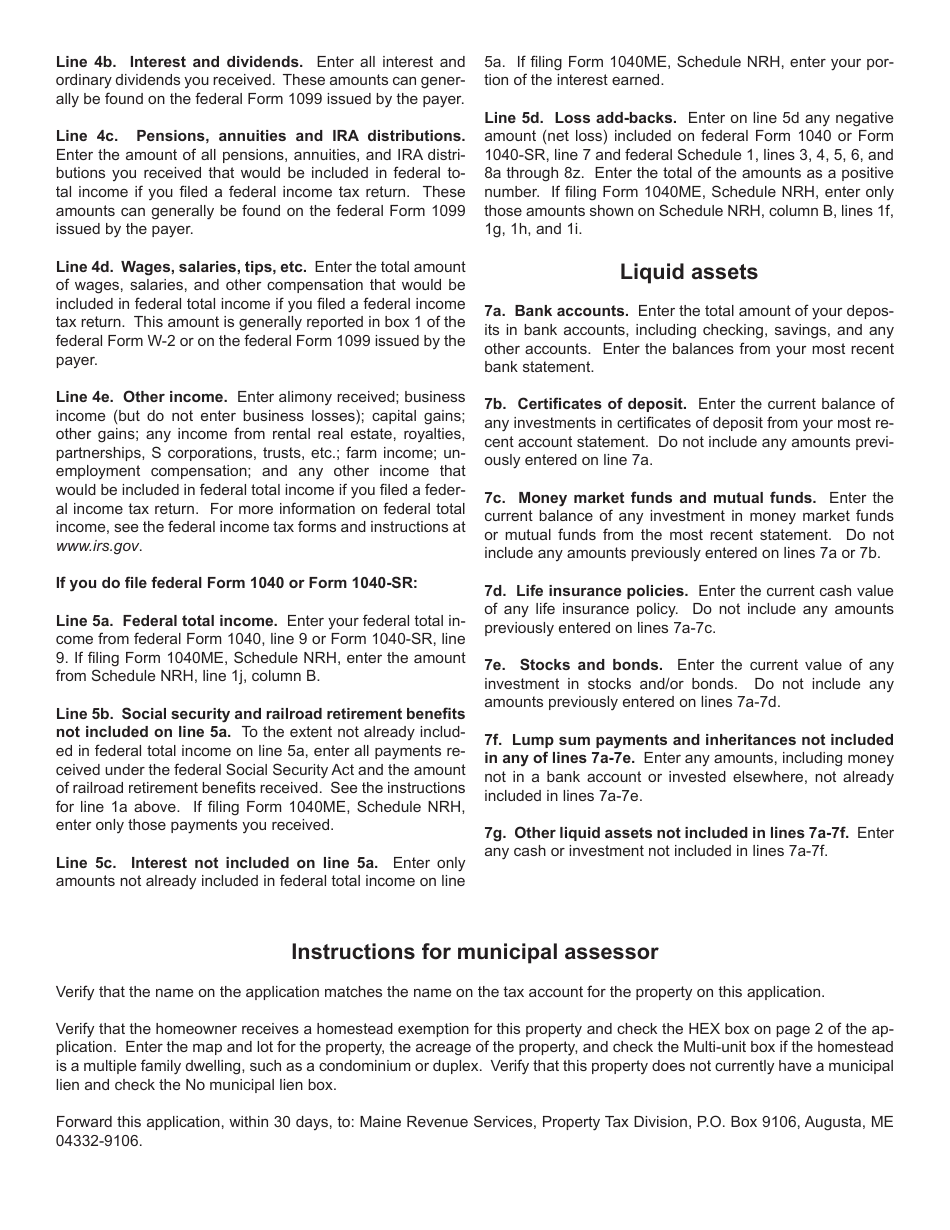 Property Tax Deferral Application on Owner-Occupied Homesteads - Maine, Page 4