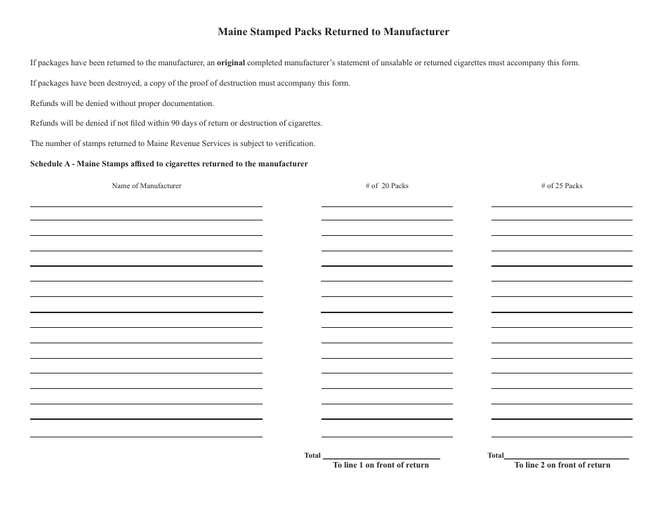 Form CIG-1 Cigarette Tax Refund Application - Maine, Page 2