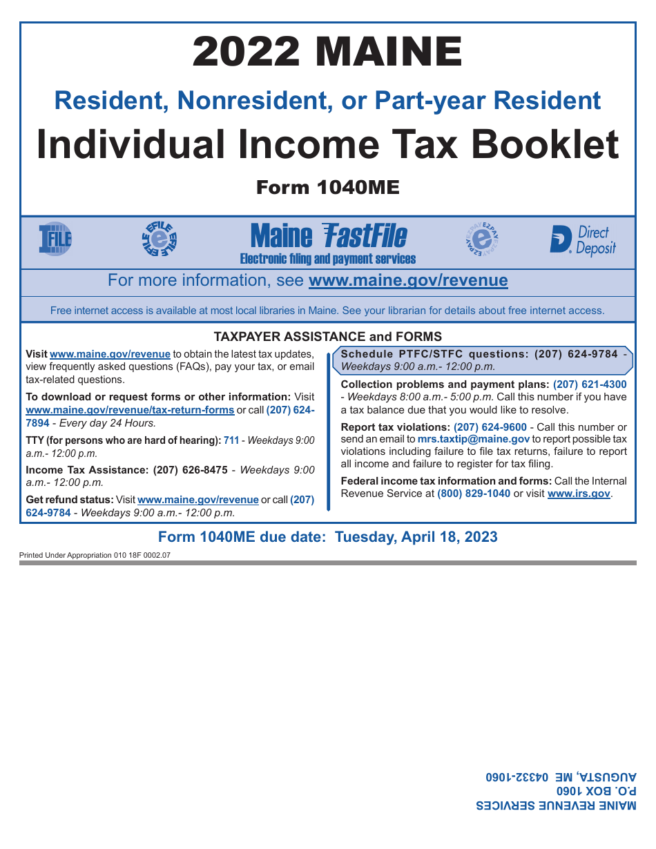 Download Instructions for Form 1040ME Maine Individual Tax PDF