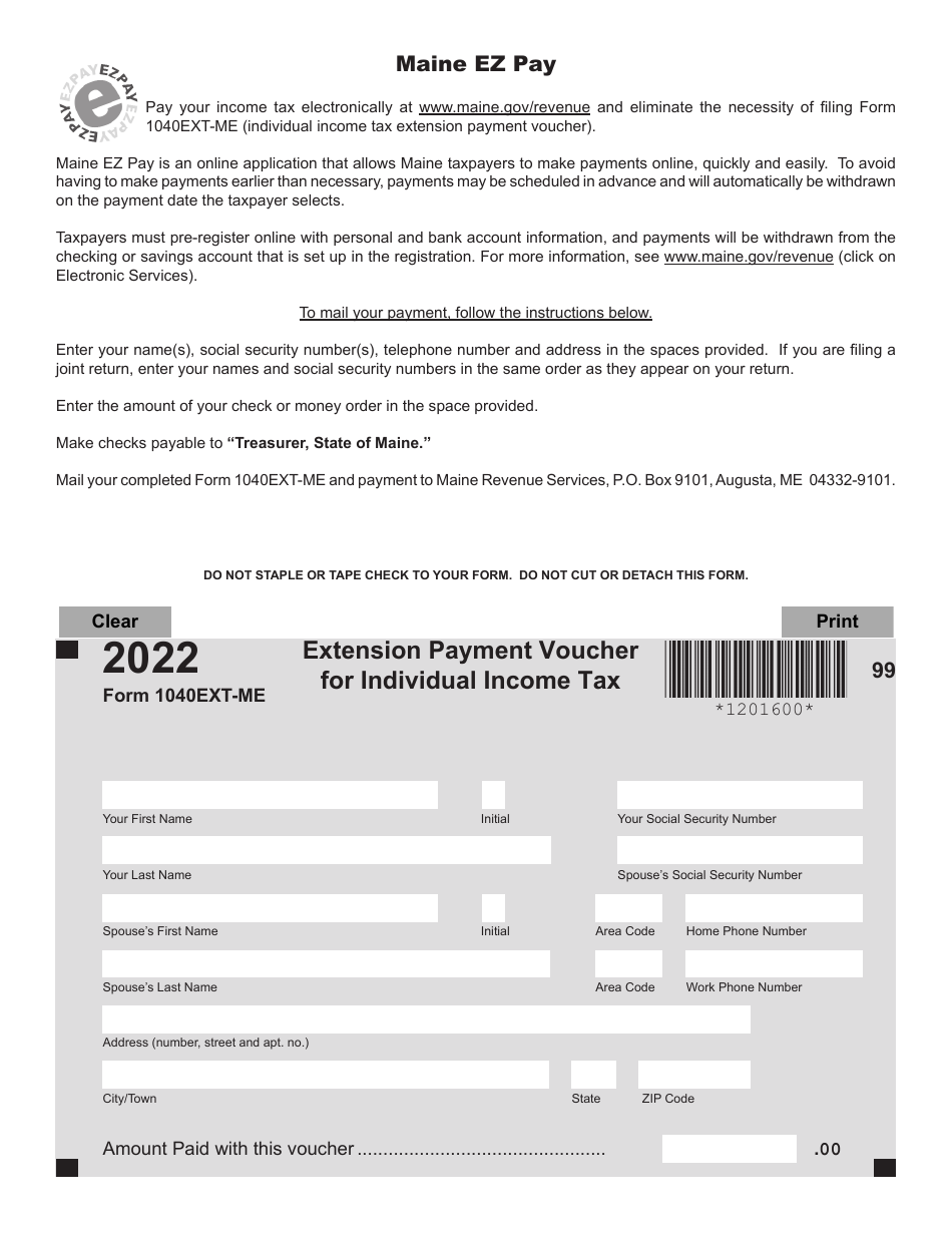 Form 1040EXTME Download Fillable PDF or Fill Online Extension Payment