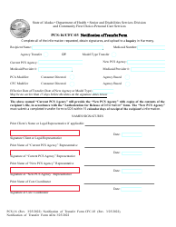 Document preview: Form PCS-16/CFC-03 Notification of Transfer Form - Alaska
