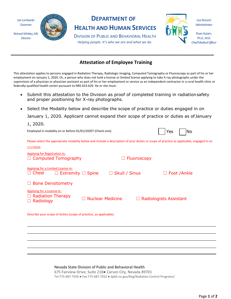 Nevada Attestation of Employee Training Fill Out, Sign Online and