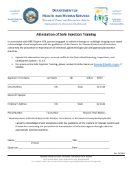 Document preview: Attestation of Safe Injection Training - Nevada