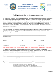 Document preview: Facility Attestation of Employee Licensure - Nevada
