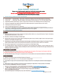 Document preview: Sign Permit Checklist - City of Fort Worth, Texas