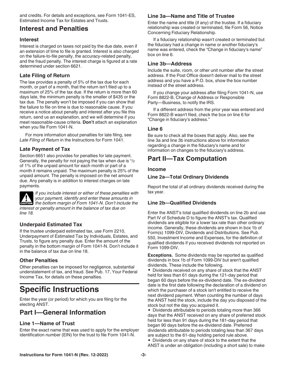 Download Instructions for IRS Form 1041N U.S. Tax Return for