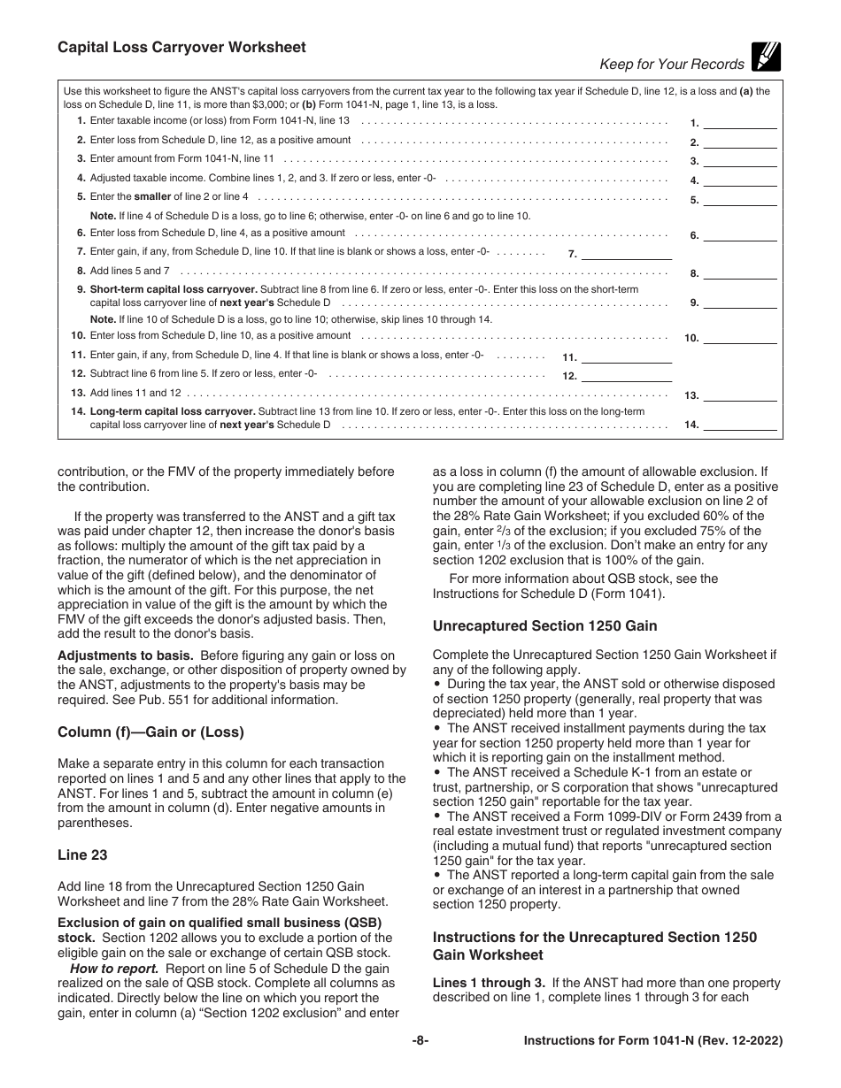 Instructions for IRS Form 1041-N U.S. Income Tax Return for Electing Alaska Native Settlement Trusts, Page 8