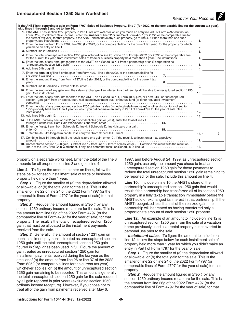 Instructions for IRS Form 1041-N U.S. Income Tax Return for Electing Alaska Native Settlement Trusts, Page 9
