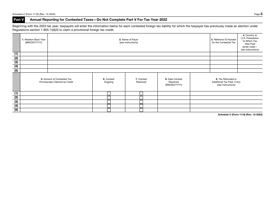 Irs form 1116 schedule c download fillable pdf or fill online foreign