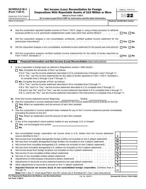 IRS Form 1120-F Schedule M-3 2022 Printable Pdf