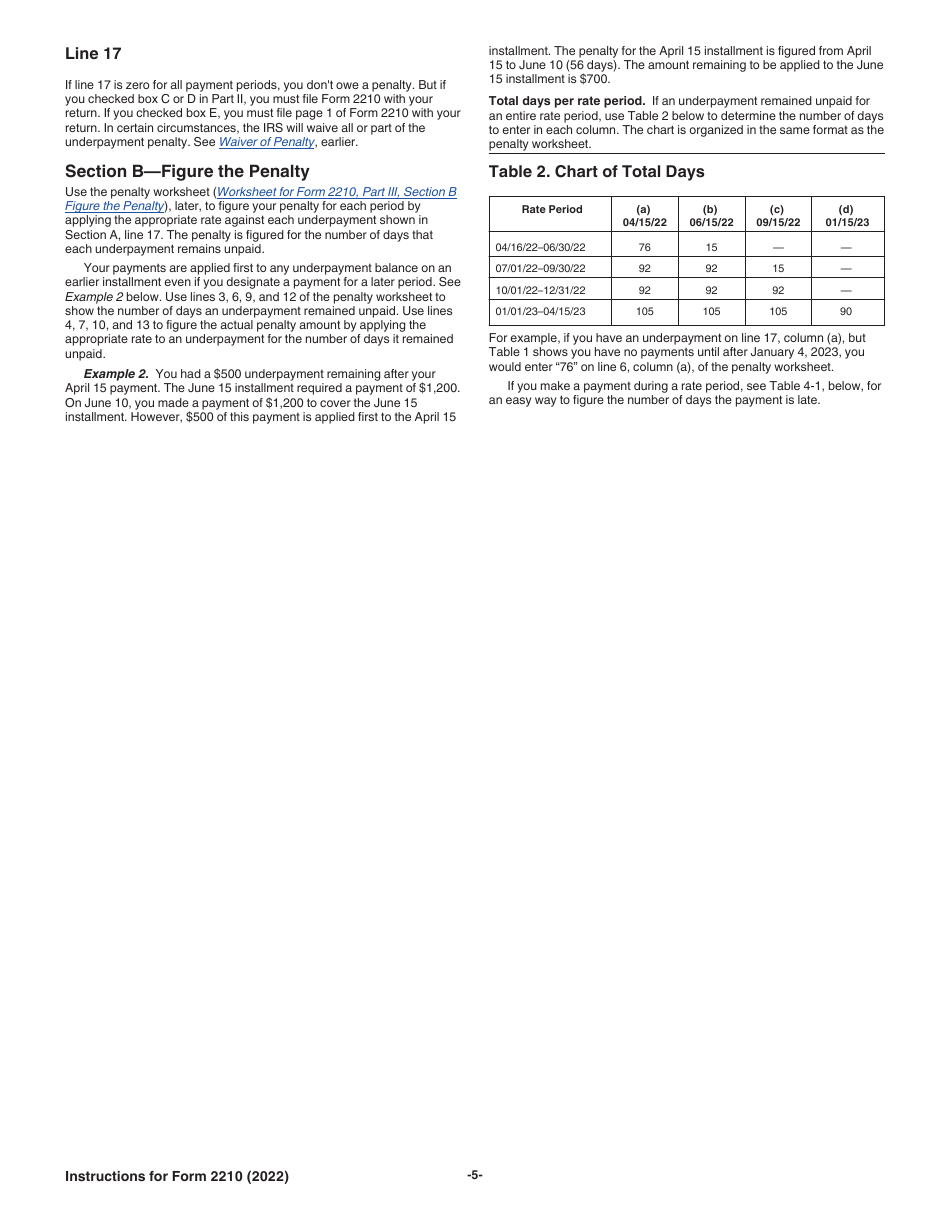 Instructions for IRS Form 2210 Underpayment of Estimated Tax by Individuals, Estates, and Trusts, Page 5