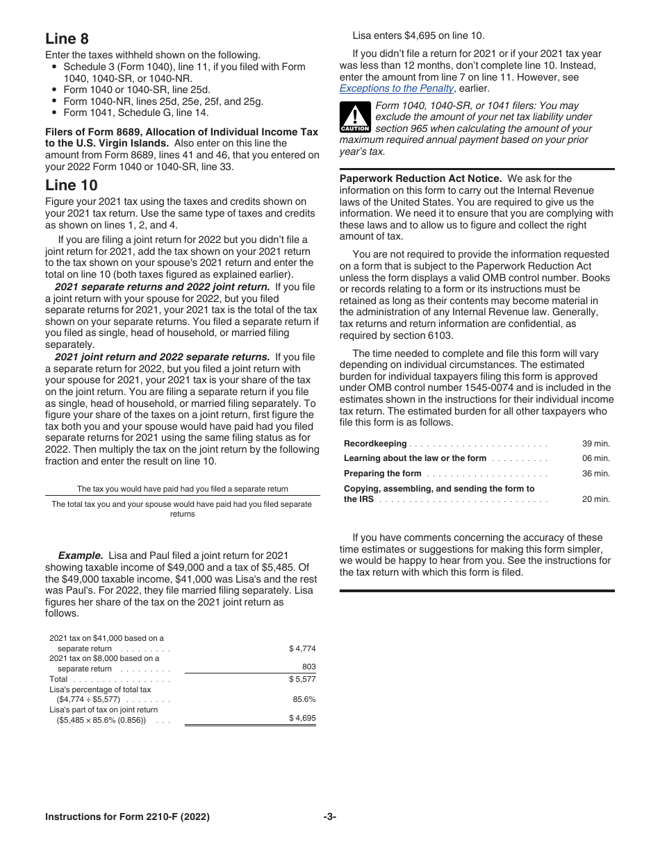 Instructions for IRS Form 2210-F Underpayment of Estimated Tax by Farmers and Fishermen, Page 3