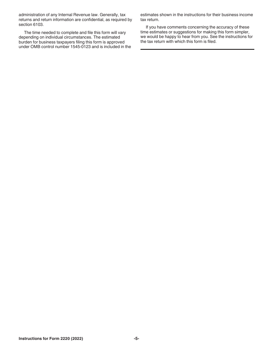 Instructions for IRS Form 2220 Underpayment of Estimated Tax by Corporations, Page 5