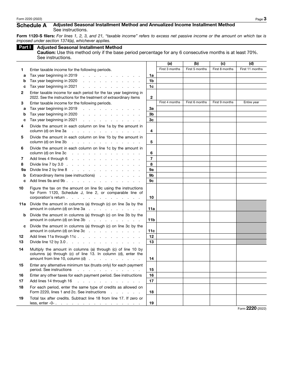 IRS Form 2220 Download Fillable PDF or Fill Online Underpayment of ...