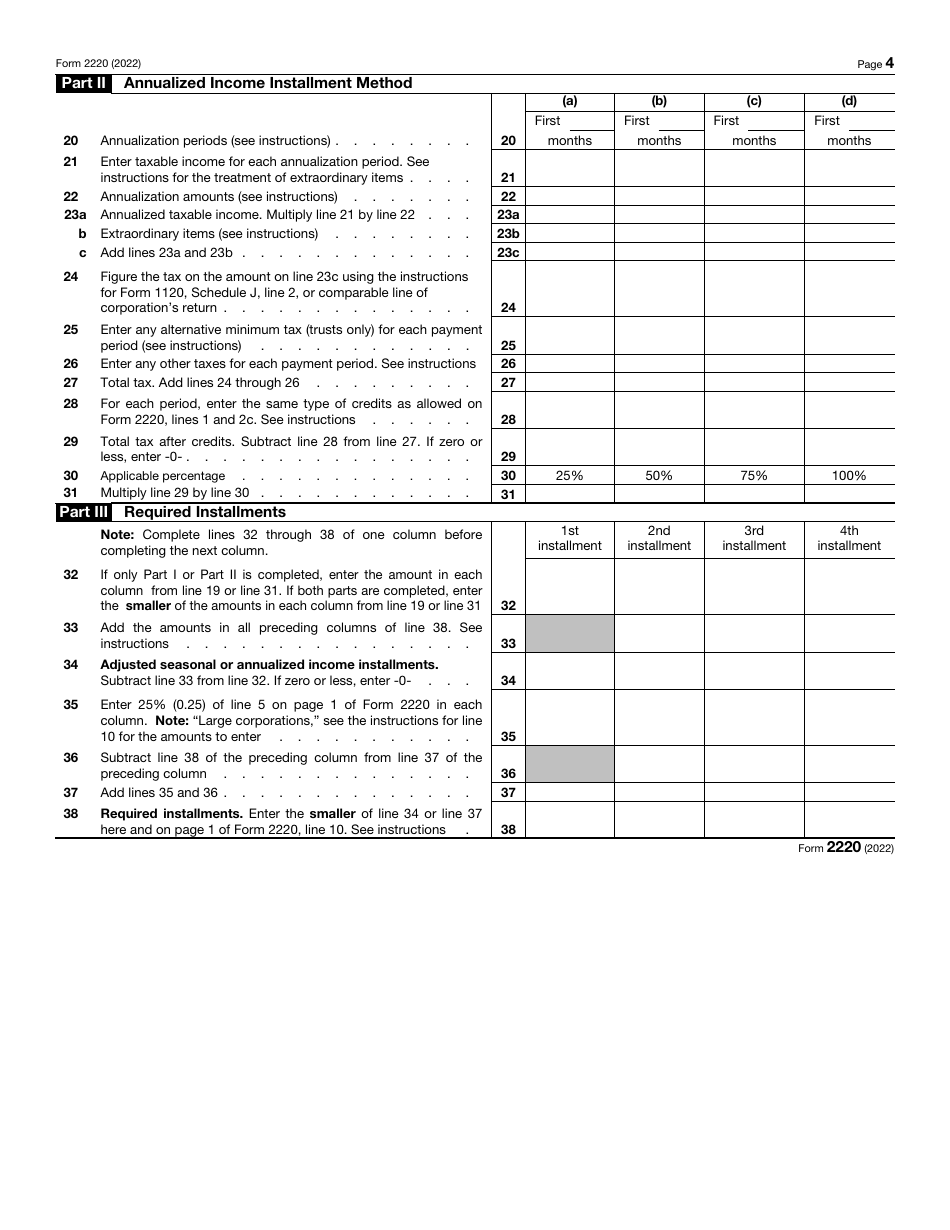 IRS Form 2220 Underpayment of Estimated Tax by Corporations, Page 4