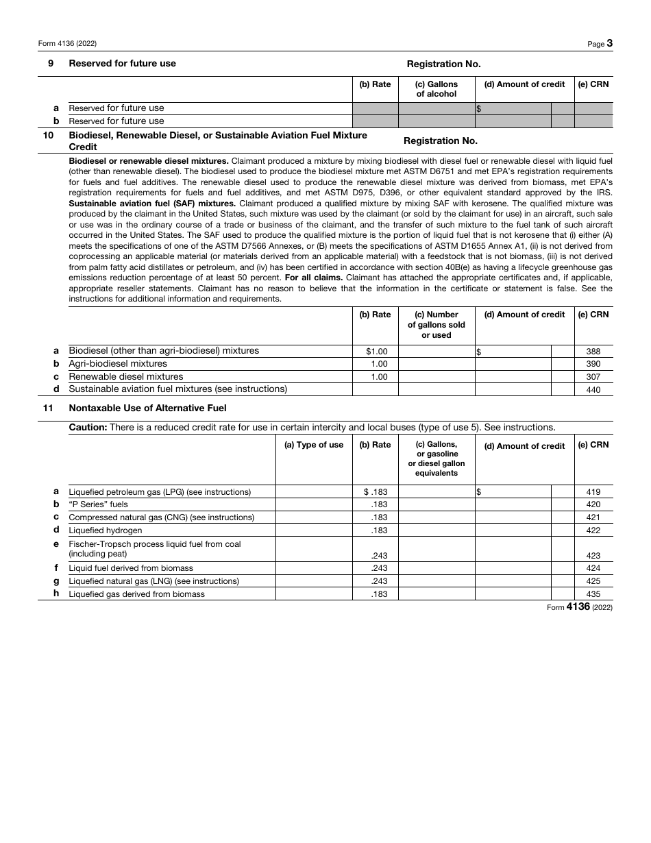IRS Form 4136 Credit for Federal Tax Paid on Fuels, Page 3