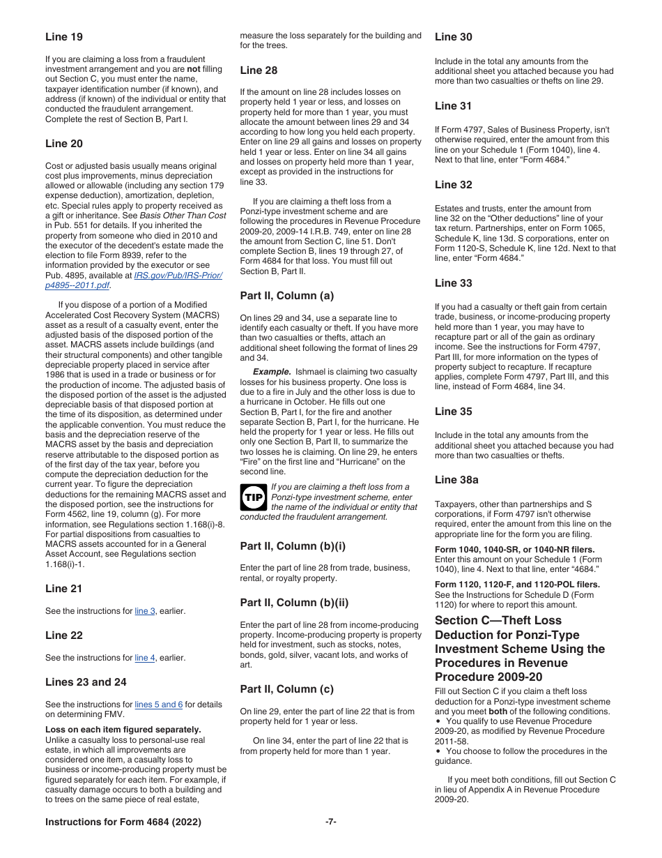 Instructions for IRS Form 4684 Casualties and Thefts, Page 7