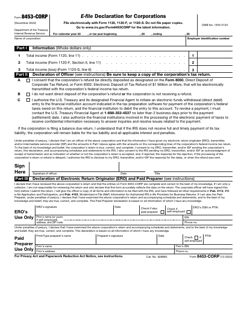 IRS Form 8453-CORP  Printable Pdf