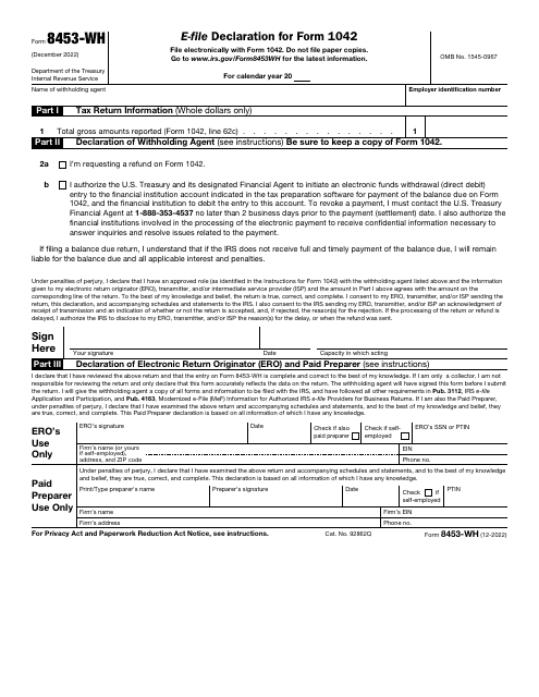 IRS Form 8453-WH  Printable Pdf