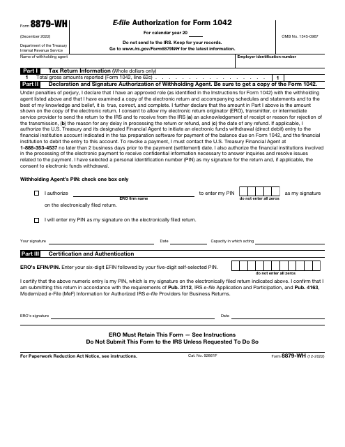 IRS Form 8879-WH E-File Authorization for Form 1042