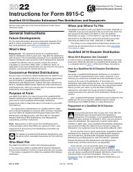 Instructions for IRS Form 8915-C Qualified 2018 Disaster Retirement Plan Distributions and Repayments