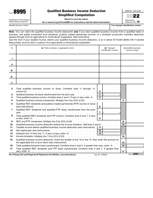 IRS Form 8995 2022 Printable Pdf