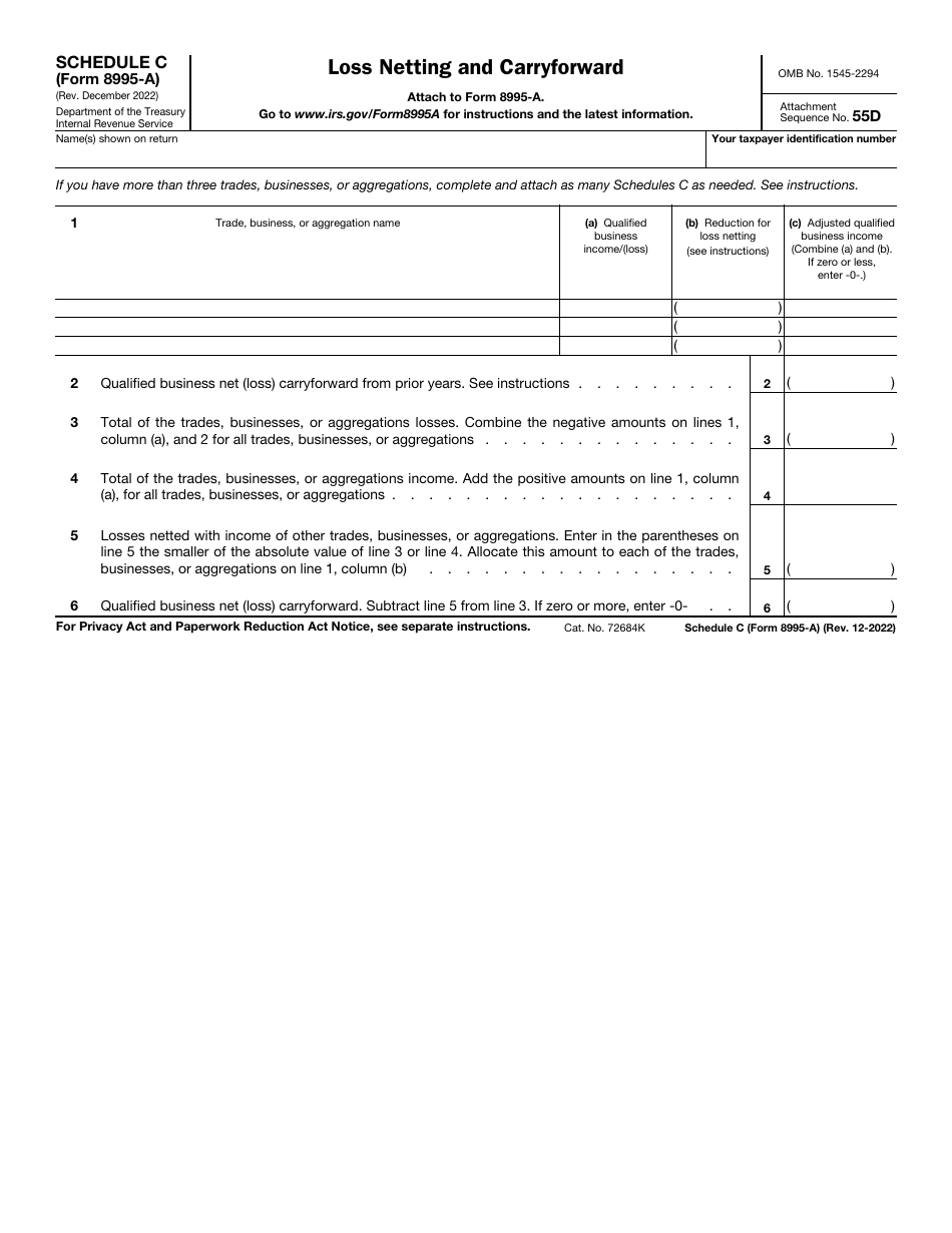 IRS Form 8995-A Schedule C Loss Netting and Carryforward, Page 1