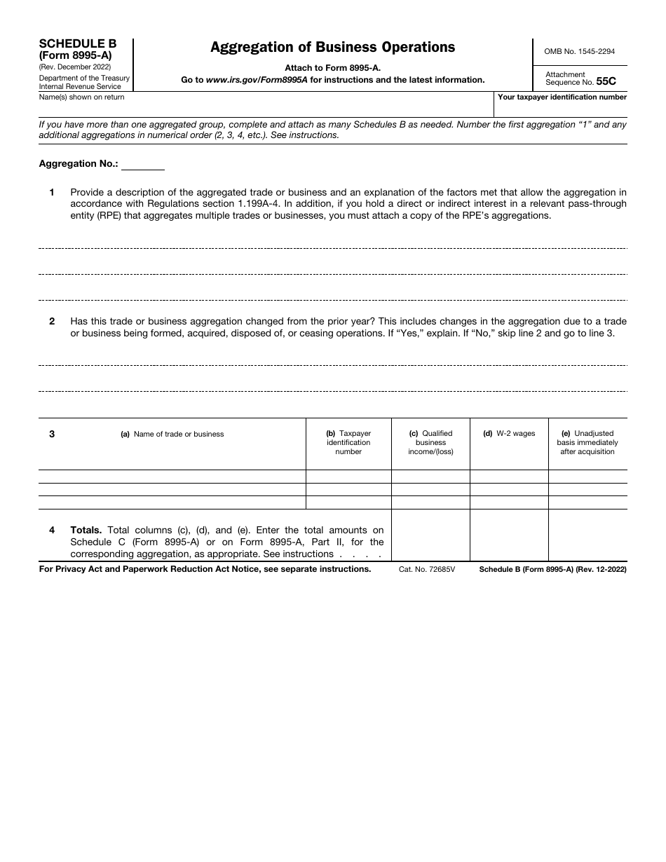 IRS Form 8995-A Schedule B Aggregation of Business Operations, Page 1