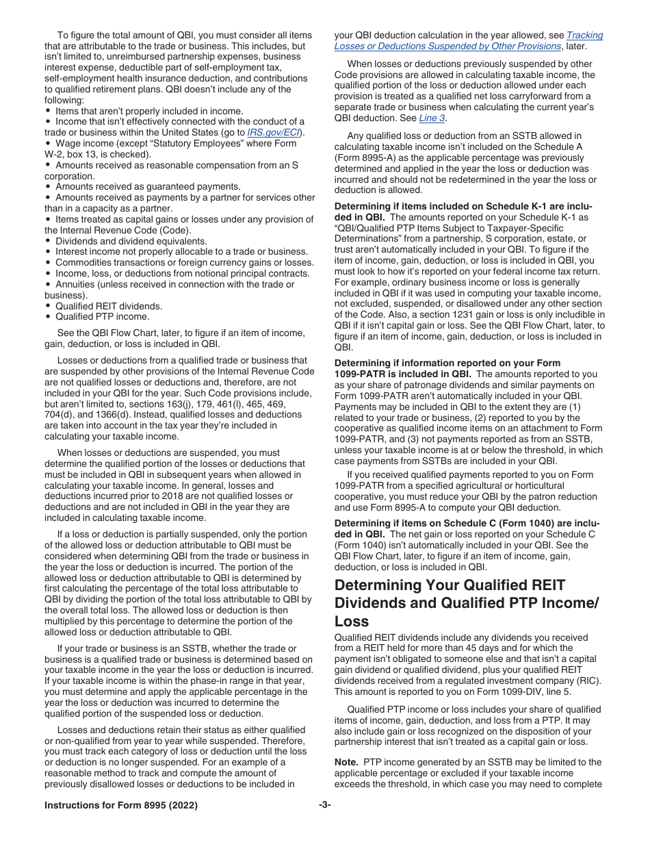 Instructions for IRS Form 8995 Qualified Business Income Deduction Simplified Computation, Page 3