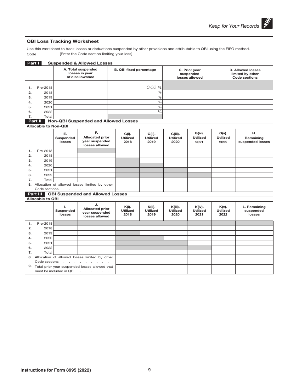 Instructions for IRS Form 8995 Qualified Business Income Deduction Simplified Computation, Page 9