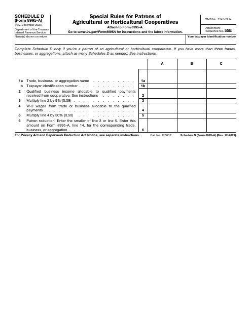 IRS Form 8995-A Schedule D  Printable Pdf