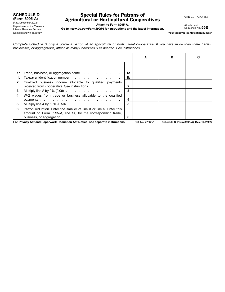 IRS Form 8995-A Schedule D Special Rules for Patrons of Agricultural or Horticultural Cooperatives, Page 1