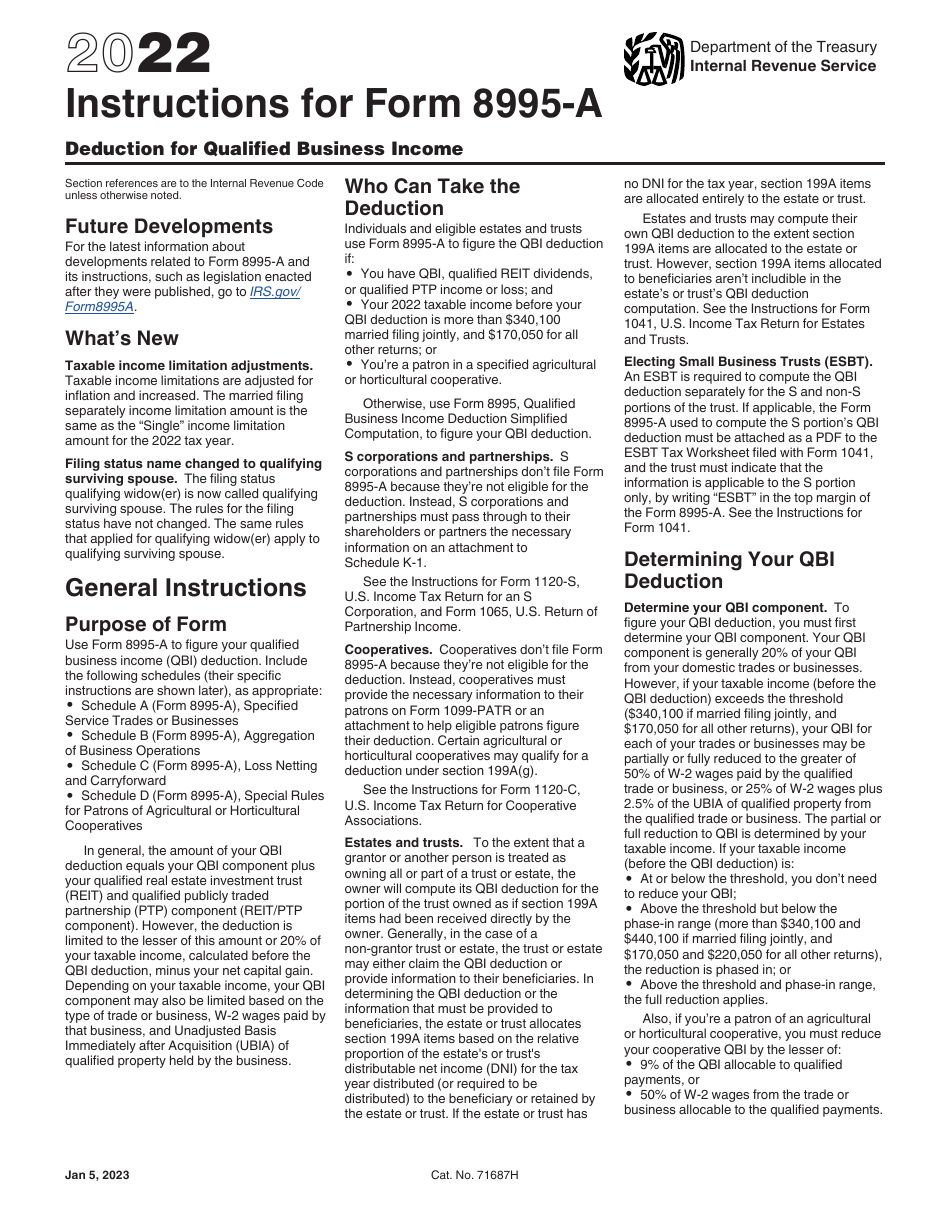 Instructions for IRS Form 8995-A Deduction for Qualified Business Income, Page 1