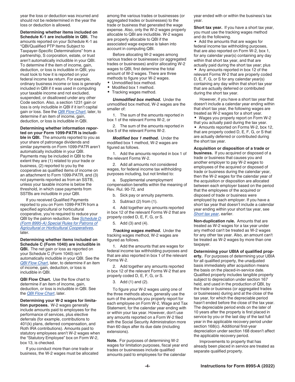 Instructions for IRS Form 8995-A Deduction for Qualified Business Income, Page 4