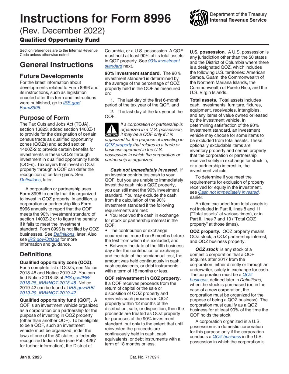 Instructions for IRS Form 8996 Qualified Opportunity Fund, Page 1