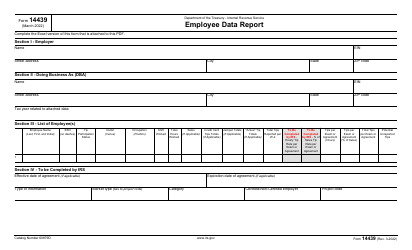 Document preview: IRS Form 14439 Employee Data Report