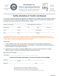 Document preview: Facility Attestation of Transfer and Disposal - Nevada