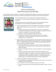 Formulario AGR-2250 Farm to Food Pantry Acuerdo De Uso Del Sello - Washington (Spanish)
