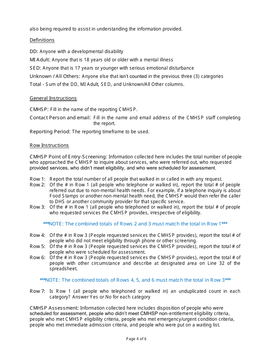 Annual Submission Requirement Instructions - Michigan, Page 4