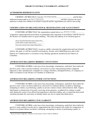 Project/Contract Eligibility Affidavit - Washington, D.C.
