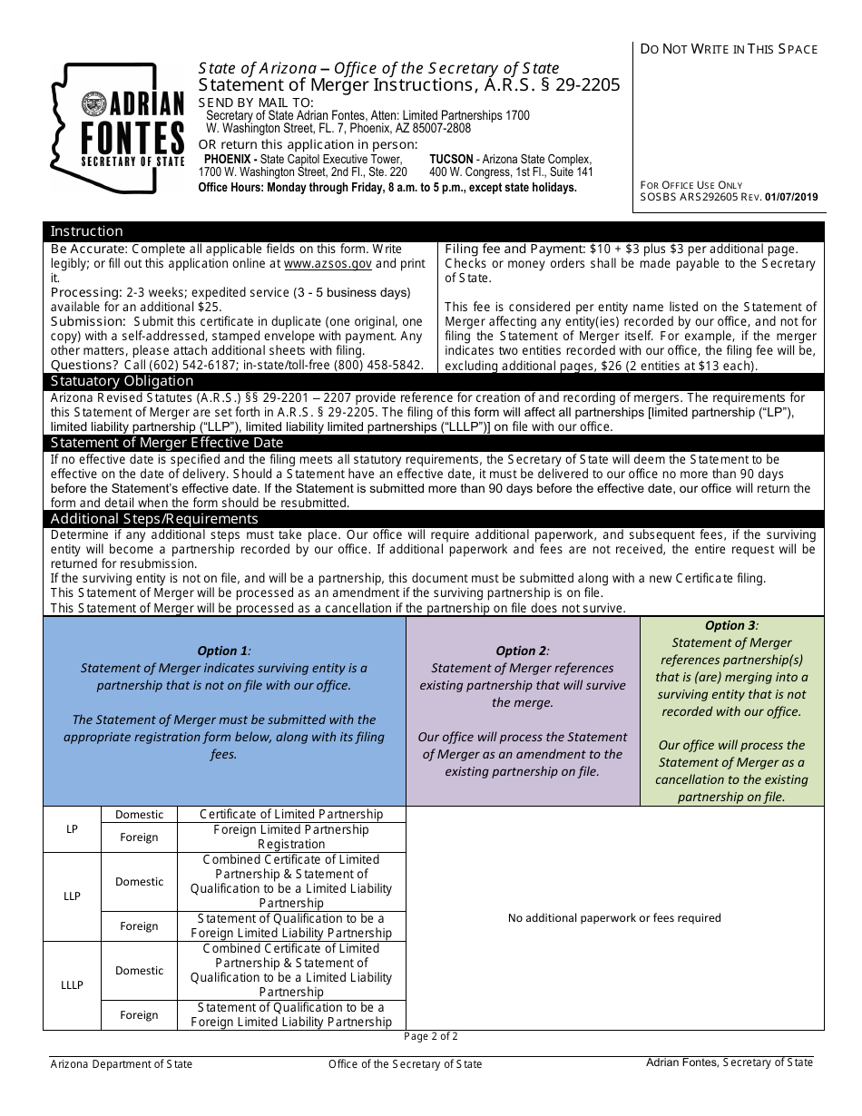 Statement of Merger - Arizona, Page 2