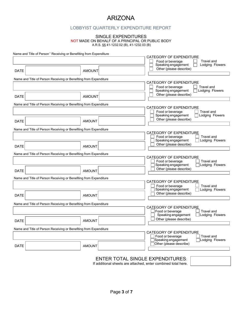 Quarterly Expenditure Report - Lobbyist - Arizona, Page 3