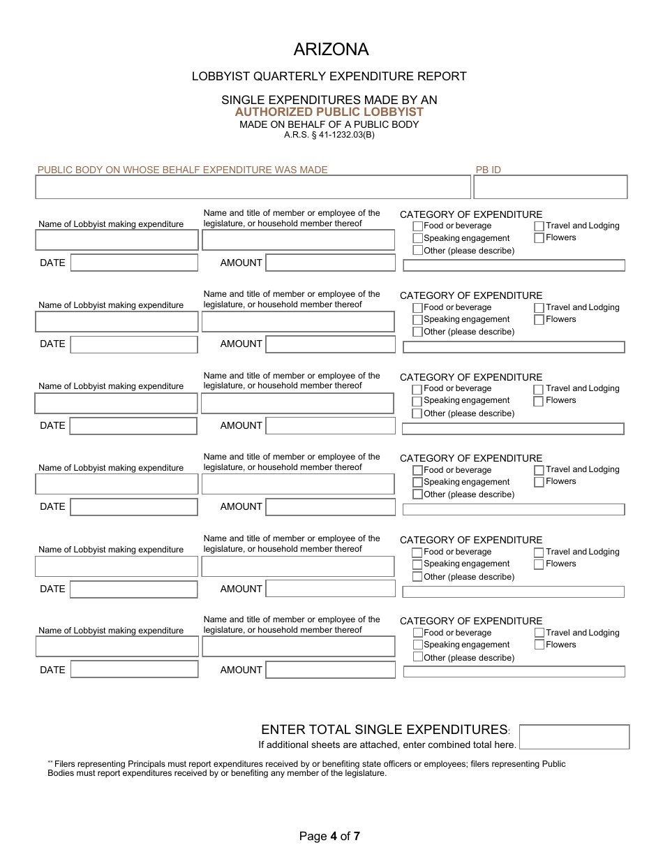 Quarterly Expenditure Report - Lobbyist - Arizona, Page 4