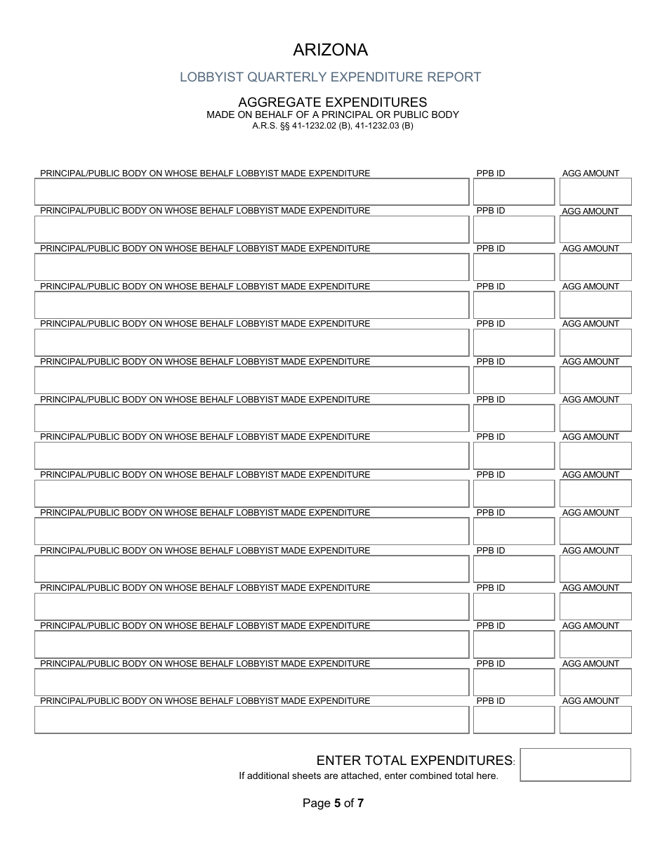 Quarterly Expenditure Report - Lobbyist - Arizona, Page 5