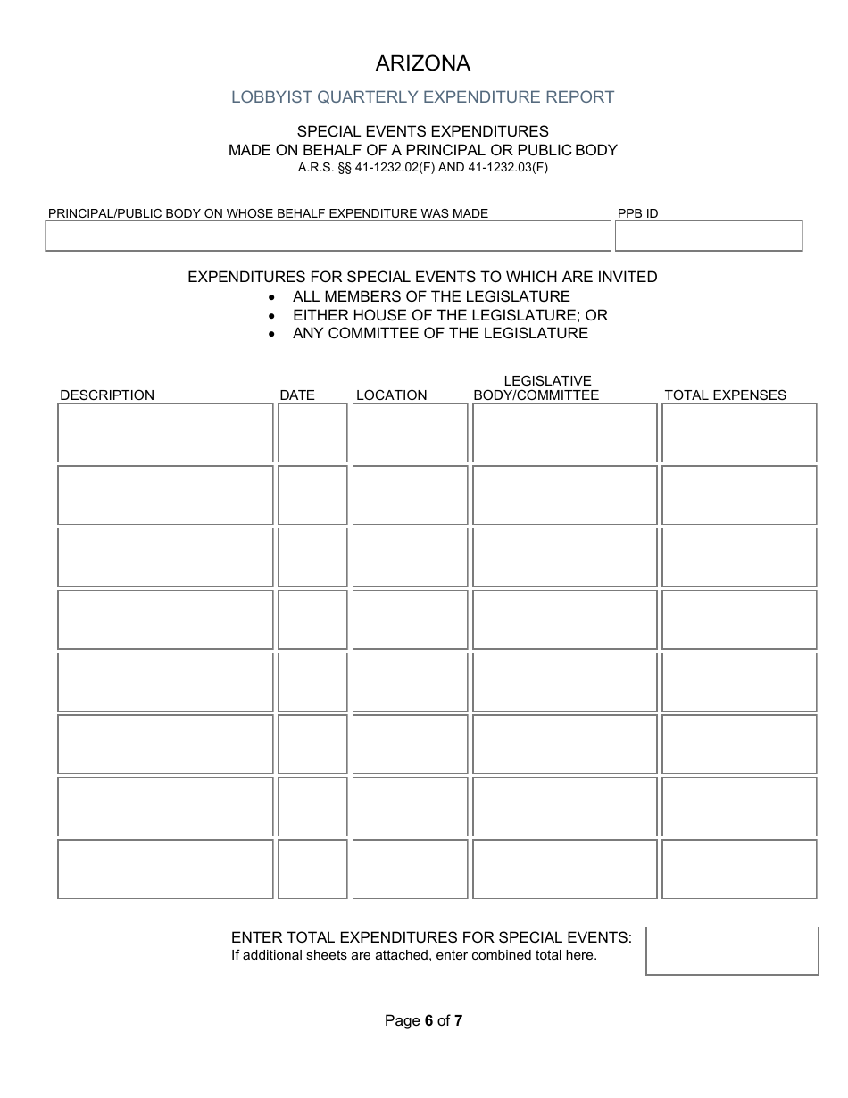 Quarterly Expenditure Report - Lobbyist - Arizona, Page 6