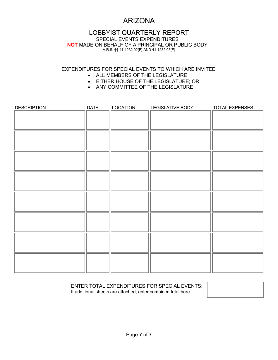 Quarterly Expenditure Report - Lobbyist - Arizona, Page 7