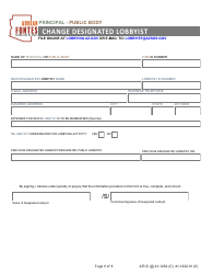 Document preview: Change Designated Lobbyist - Principal/Public Body - Arizona