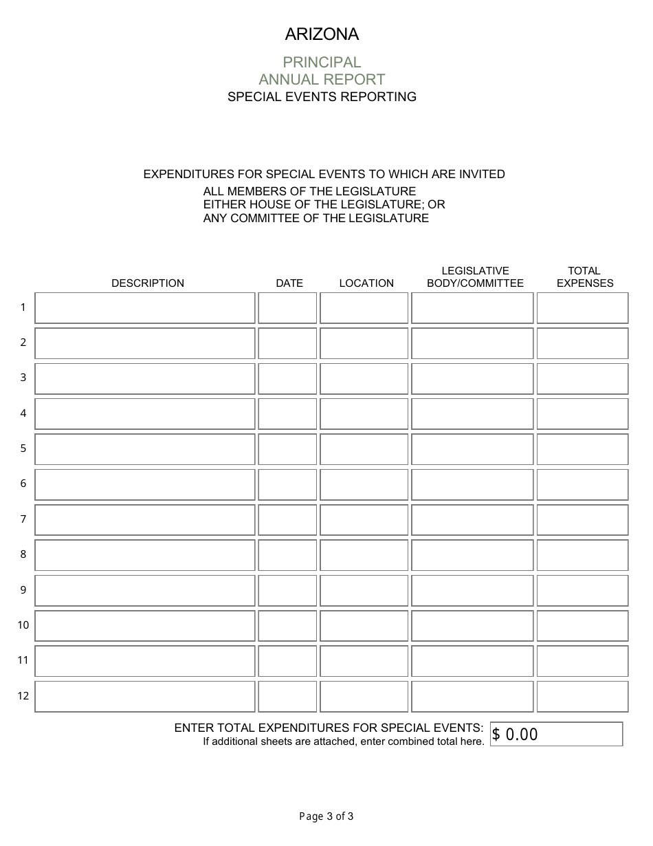 Annual Report of Lobbying Activity - Principal - Arizona, Page 3