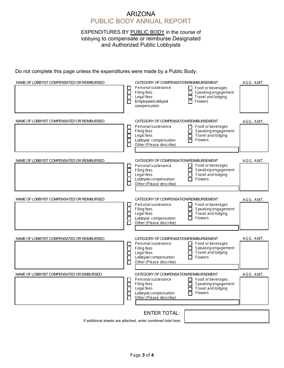 Annual Report of Lobbying Activity - Public Body - Arizona, Page 3