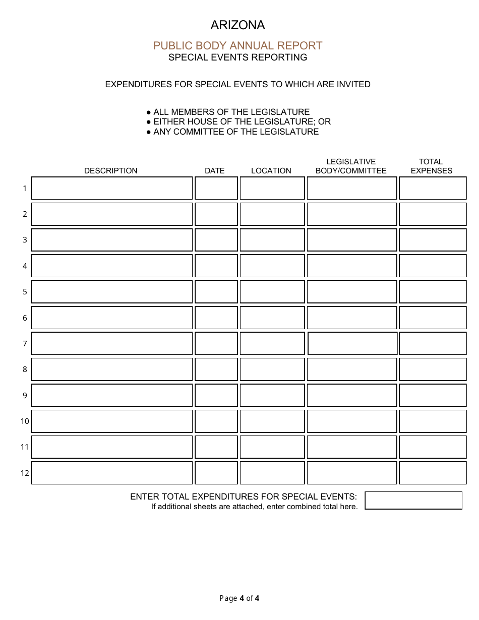 Annual Report of Lobbying Activity - Public Body - Arizona, Page 4